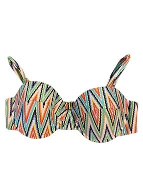 L*Space Size L Colorful Chevron Bikini Swim Top push up